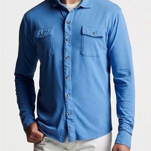 PETER MILLAR CROWN Blue Granite LAVA WASH JERSEY Men's Shirt XL